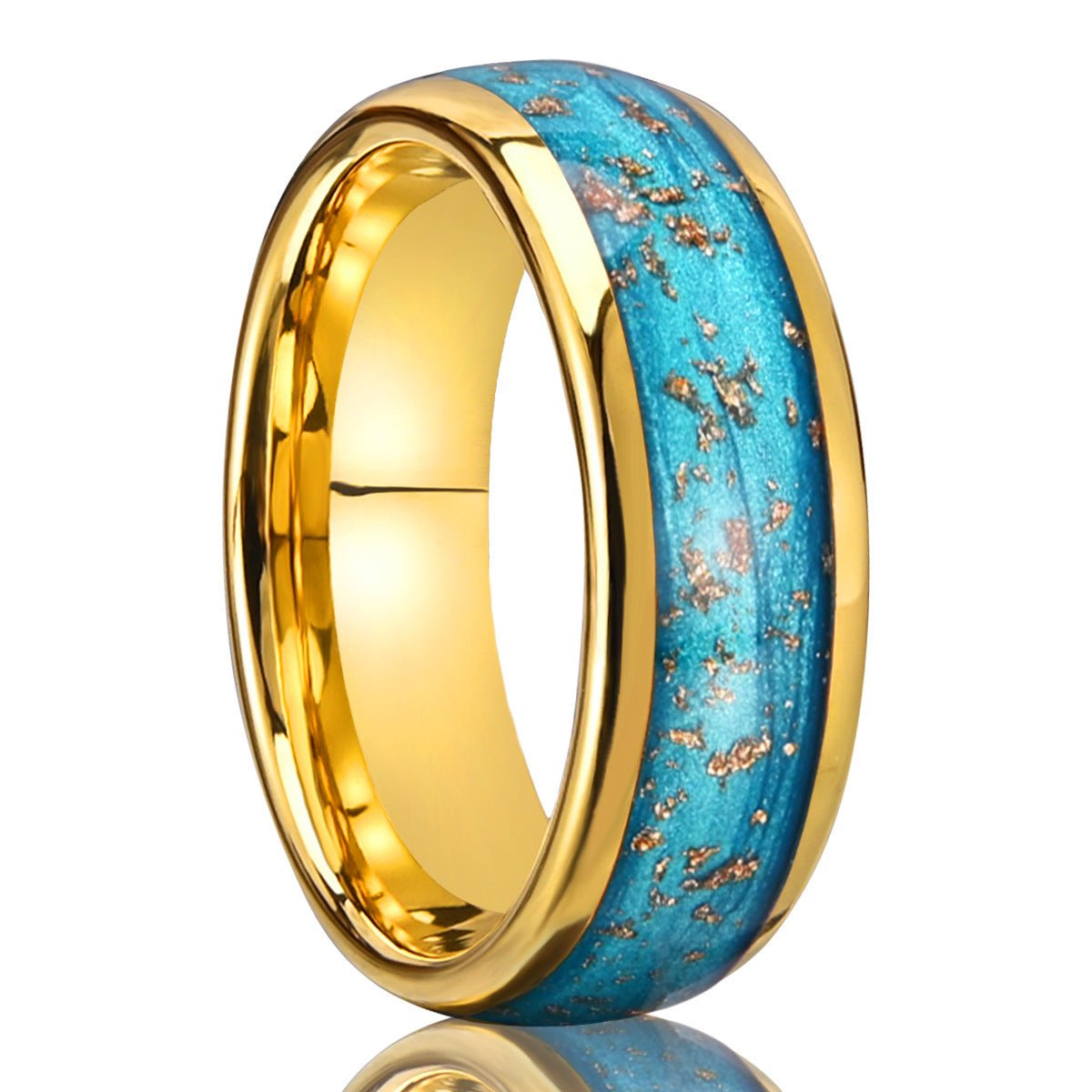 Tungsten Steel Electric Gold Ring Inlaid Blue Quicksand Gold Foil - Ogavy
