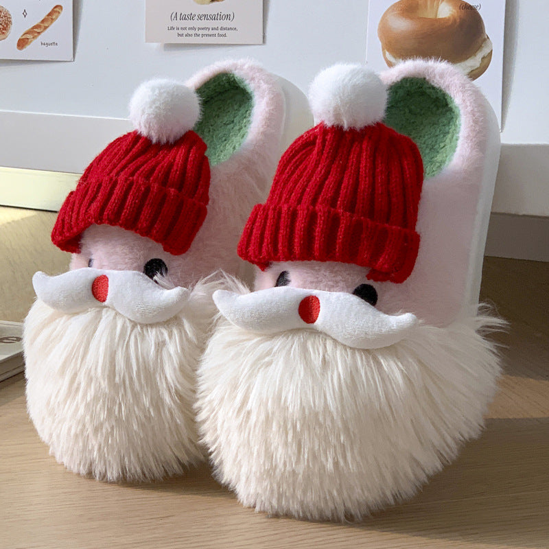 Cute Cozy Christmas Santa Claus  Plush Slippers