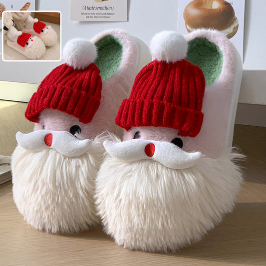 Cute Cozy Christmas Santa Claus  Plush Slippers