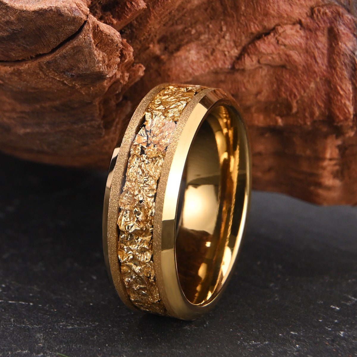 8mm Tungsten Gold Inlay Ring – Unisex Luxury Wedding Band – Durable & Scratch - Resistant – Ogavy - Ogavy