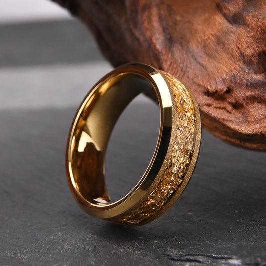 8mm Tungsten Gold Inlay Ring – Unisex Luxury Wedding Band – Durable & Scratch - Resistant – Ogavy - Ogavy