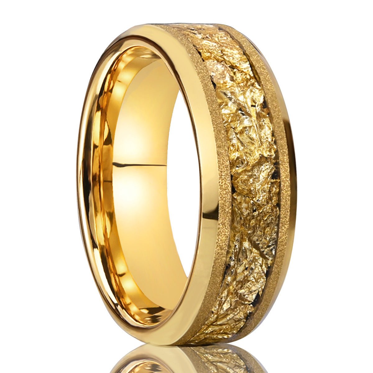 8mm Tungsten Gold Inlay Ring – Unisex Luxury Wedding Band – Durable & Scratch - Resistant – Ogavy - Ogavy