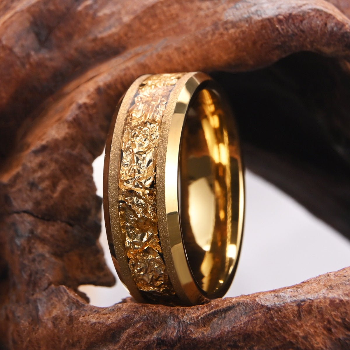 8mm Tungsten Gold Inlay Ring – Unisex Luxury Wedding Band – Durable & Scratch - Resistant – Ogavy - Ogavy