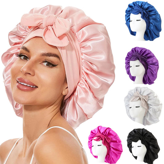“OGAVY 100% mulberry silk bonnet for curly hair protection”.