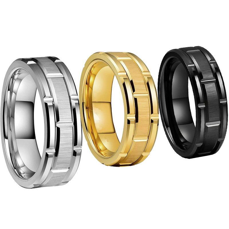 Men's Groove Three - in - One Combination Ring Jewelry - Ogavy