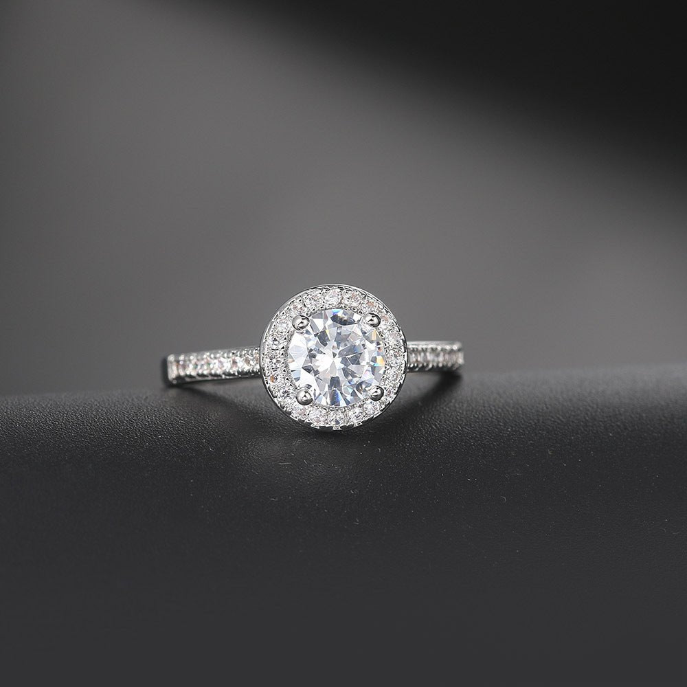 Micro Inlaid AAA Zircon White Gold Diamond Ring - Ogavy