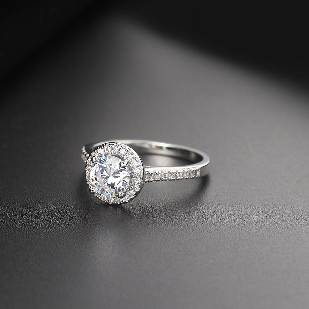 Micro Inlaid AAA Zircon White Gold Diamond Ring - Ogavy