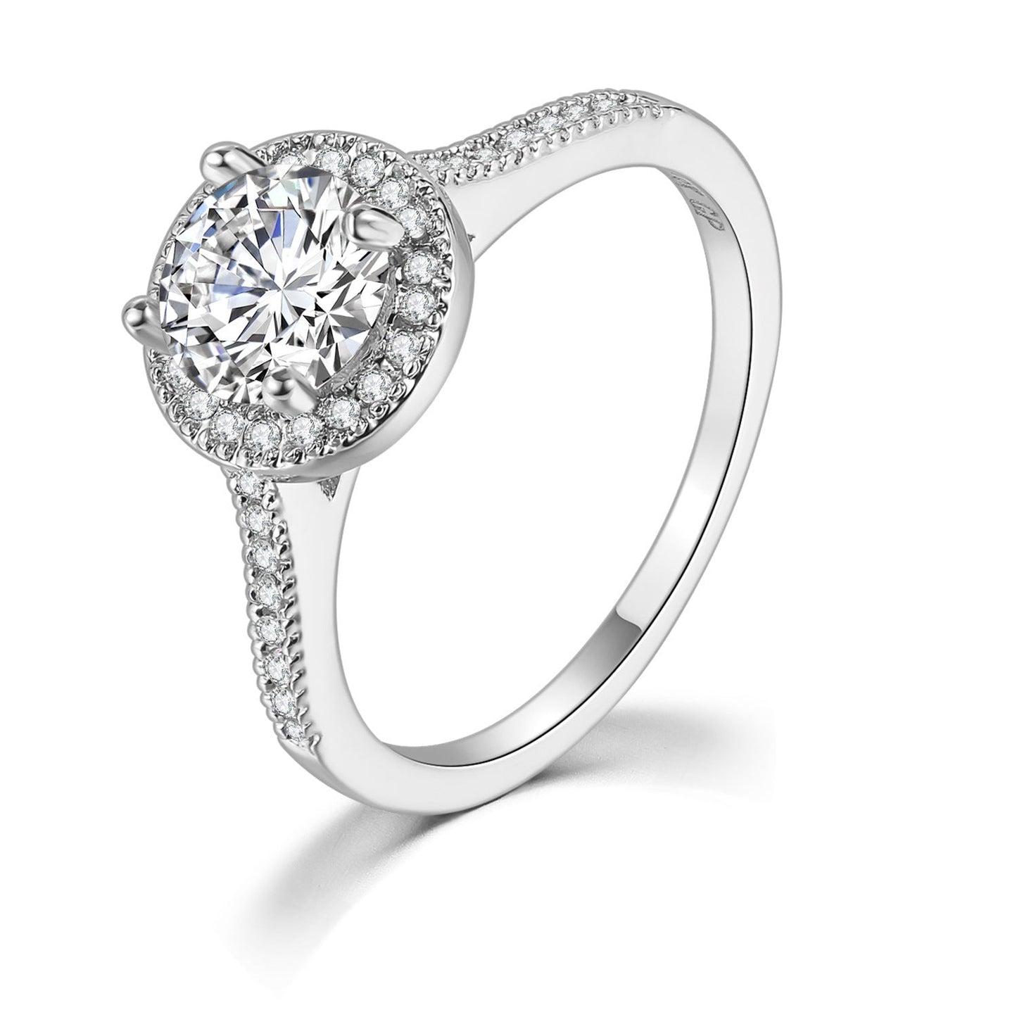 Micro Inlaid AAA Zircon White Gold Diamond Ring - Ogavy