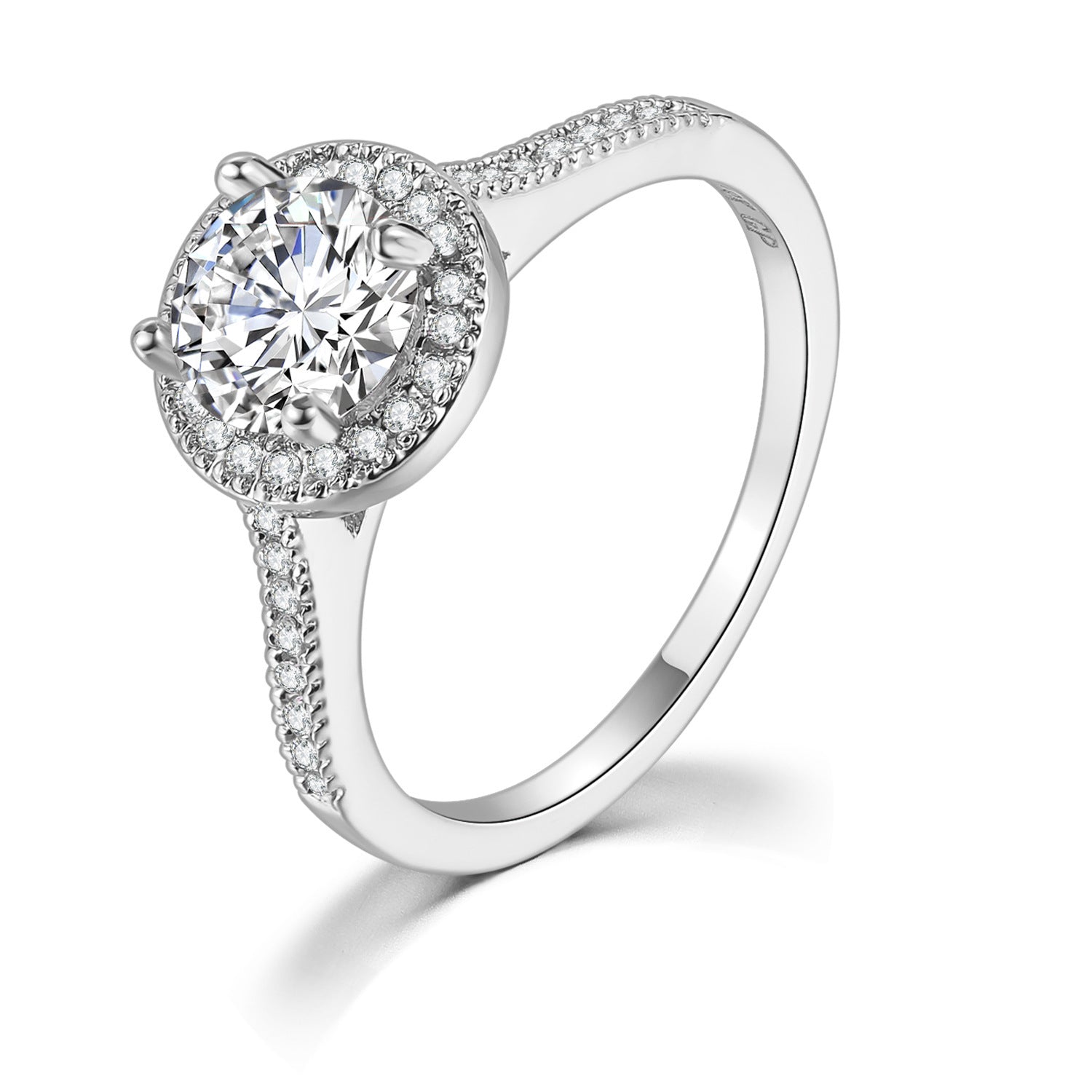 Micro Inlaid AAA Zircon White Gold Diamond Ring - Ogavy